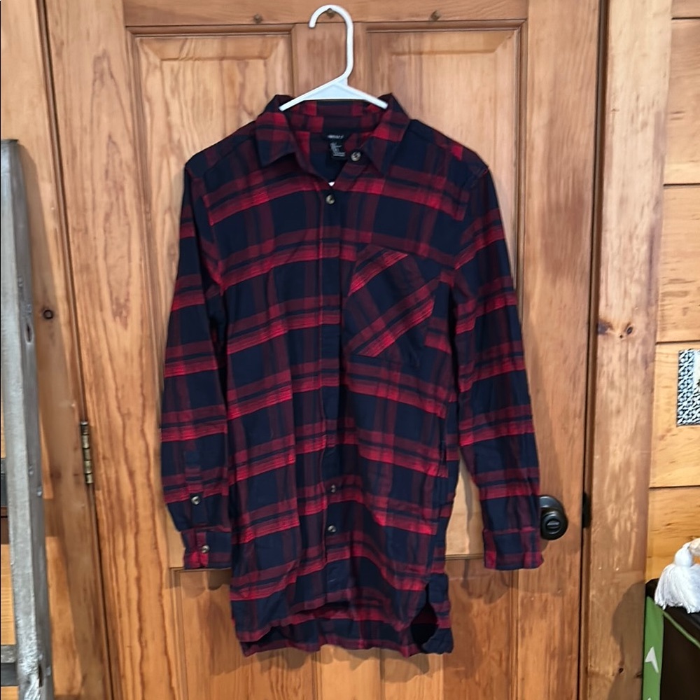 Red and Black Plaid Button-Up Shirt